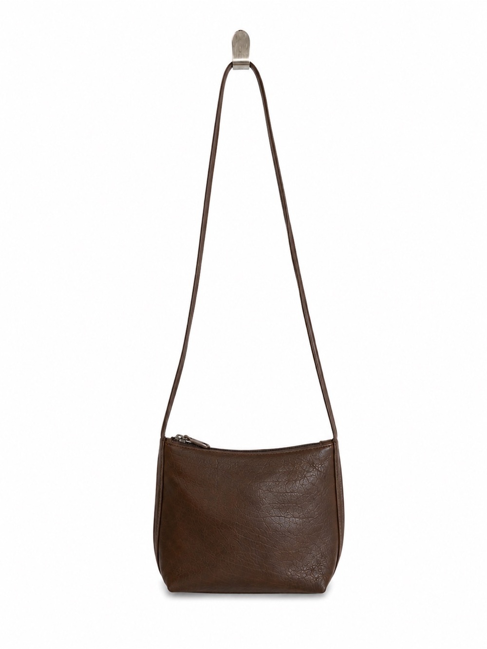 Bass G.H. Bass & Co Brown 100% Genuine Leather Crossbody Purse Small Zip Top - Picture 5 of 11